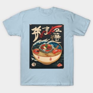 Japanese sushi plate, ramen wave T-Shirt